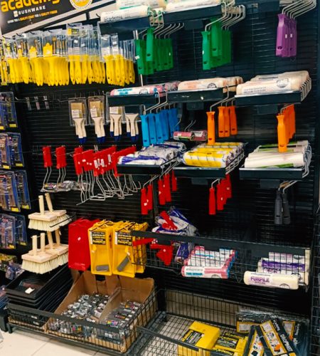 About products on shelves at contractorshardware iii