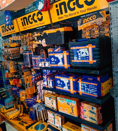 About products on shelves at contractorshardware iv